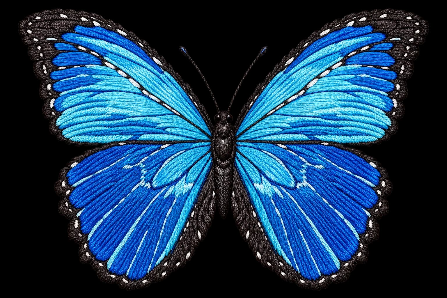 Source blue butterfly artwork before embroidery digitizing